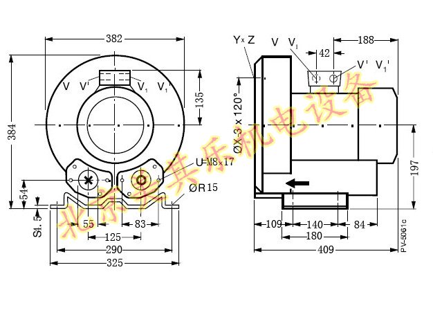  2GH710/3kw高壓鼓風機CAD尺寸圖