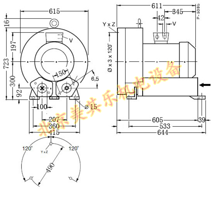  2GH910/18.5kw高壓鼓風(fēng)機(jī)CAD圖