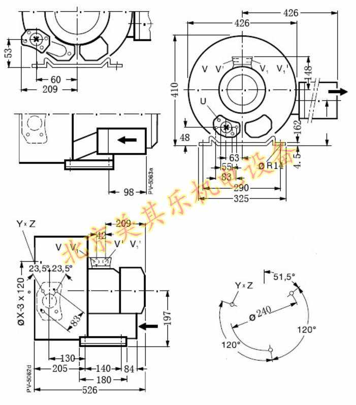 2GH720/4.3kw雙段高壓鼓風機cad圖